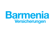 Logo der Barmenia Versicherungen mit stilisiertem, fettem blauem Text auf weißem Hintergrund.
