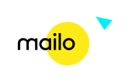 Logo der Mailo Versicherung in schwarzen Kleinbuchstaben auf einem gelben Kreis mit einem kleinen blauen Dreieck in der oberen rechten Ecke.