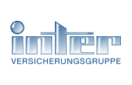 Logo der Inter Versicherungsgruppe, bestehend aus dem Wort „Inter“ in blauen Kleinbuchstaben und einer abstrakten blauen Kugel über dem Buchstaben „i“.