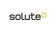Logo von Solute mit dem Wort „Solute“ in schwarzen Kleinbuchstaben und einem orangefarbenen Punkt über dem Buchstaben „e“.