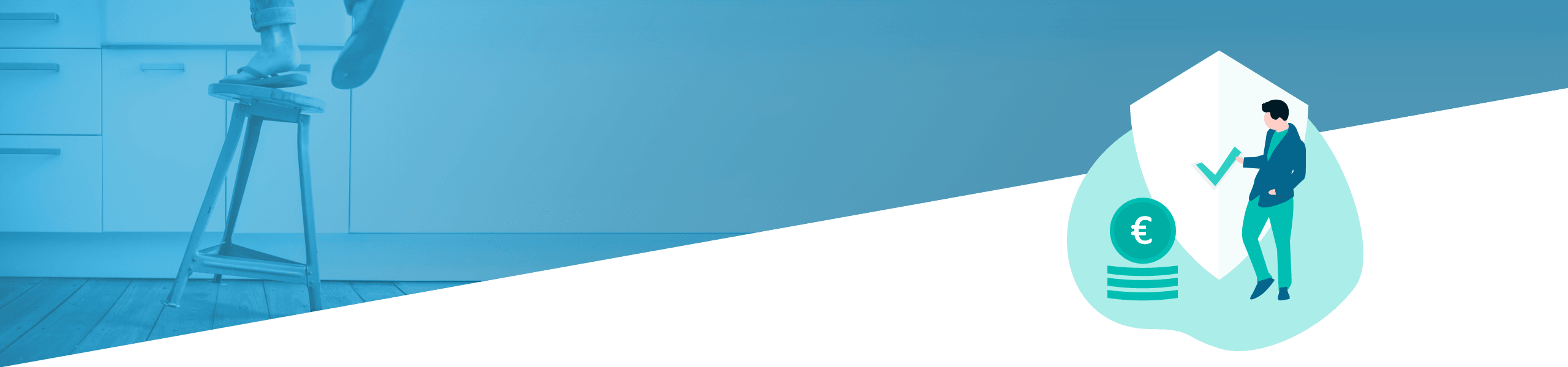 Geteiltes Bild mit einem Mikroskop in einer Laborumgebung auf der linken Seite und einem Mann auf der rechten Seite, der auf ein großes Euro-Symbol klettert, das die Finanzierung der wissenschaftlichen Forschung symbolisiert.
