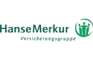 Logo der HanseMerkur Versicherungsgruppe in grüner Schrift, dargestellt sind stilisierte menschliche Figuren.