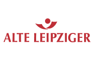 Logo der Alten Leipziger, mit einem stilisierten lächelnden Gesicht über dem Text „Alte Leipziger“ in roter Schrift.